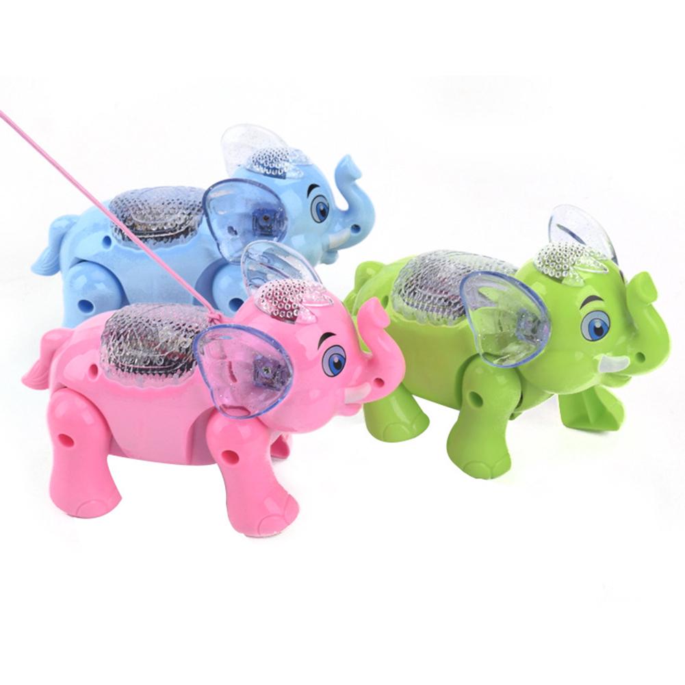 Lighting Musical Walking Funny Funny Animal Elephant With Leash Kids Toy
