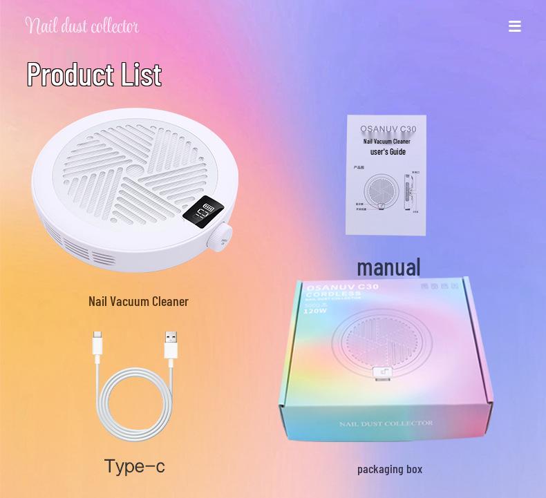 Portable Brushless Nail Vacuum Cleaner & Manicure Dust Collector