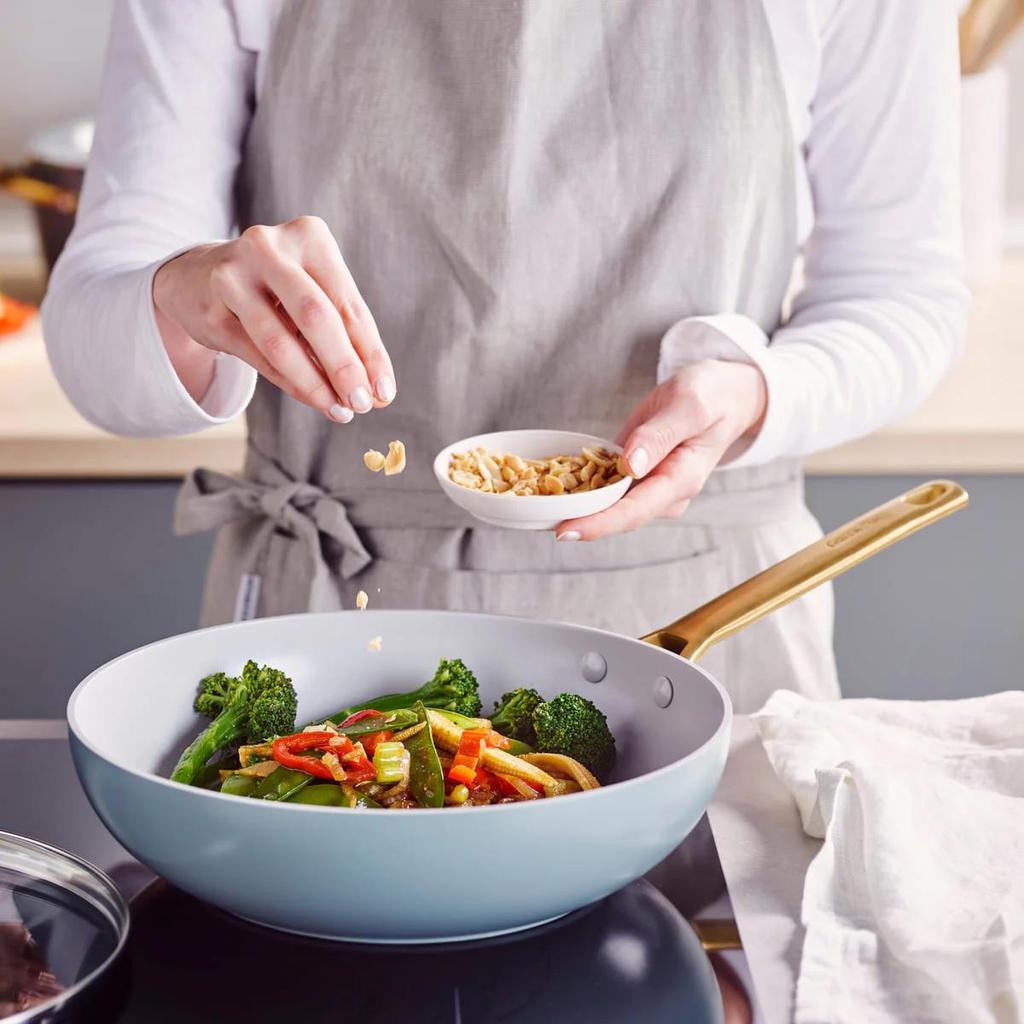 GREENPAN PADOVA FRYING PAN & Wok (28CM) Dishwasher Oven Safe PFAS-Free Smokey Sky Blue