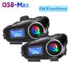 Q58-MAX Motorcycle Helmet Intercom Bluetooth 5.3 Interphone 500M IP65 Waterproof Moto Intercom with Music Sharing LCD Display