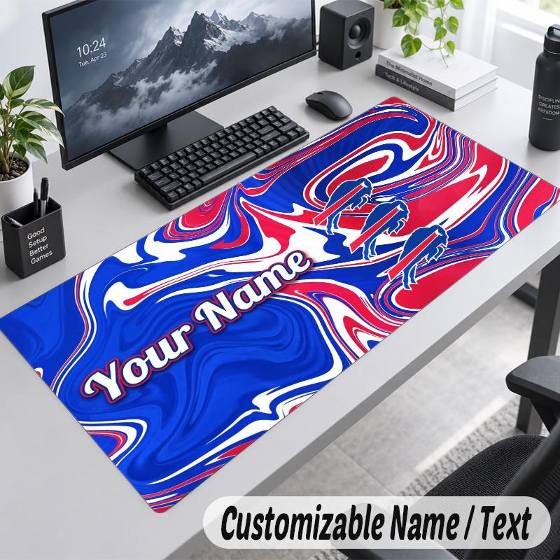 Buffalo Bills Personalized Large Mouse Pad Custom Name Text Extended Desk Mat Gaming Mousepad