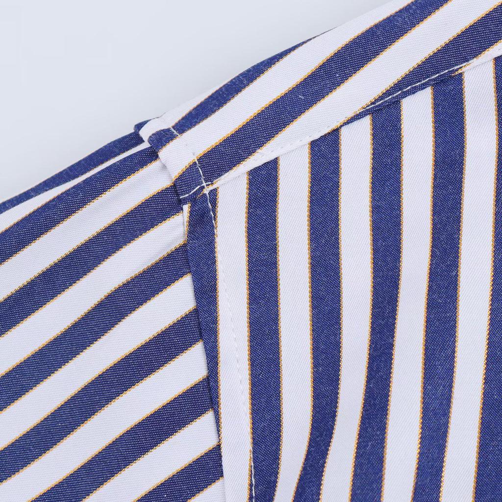 2025 Spring Women's Metallic Thread Striped Long Sleeve Shirt - Euro-American Style