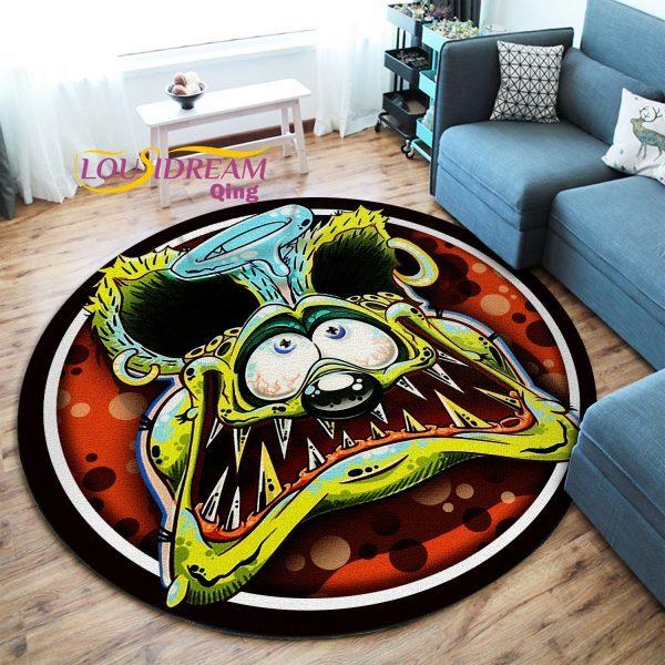 Коврик Rat Fink, ретро круглый ковер, декор для гостиной, ковер Mancave, напольные коврики, ковры для спальни, стул, коврик, подарки