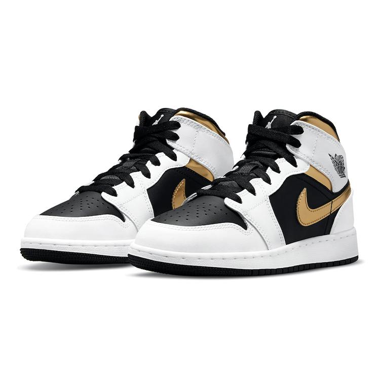 Jordan 1 Mid White Gold Black GS 554725-190