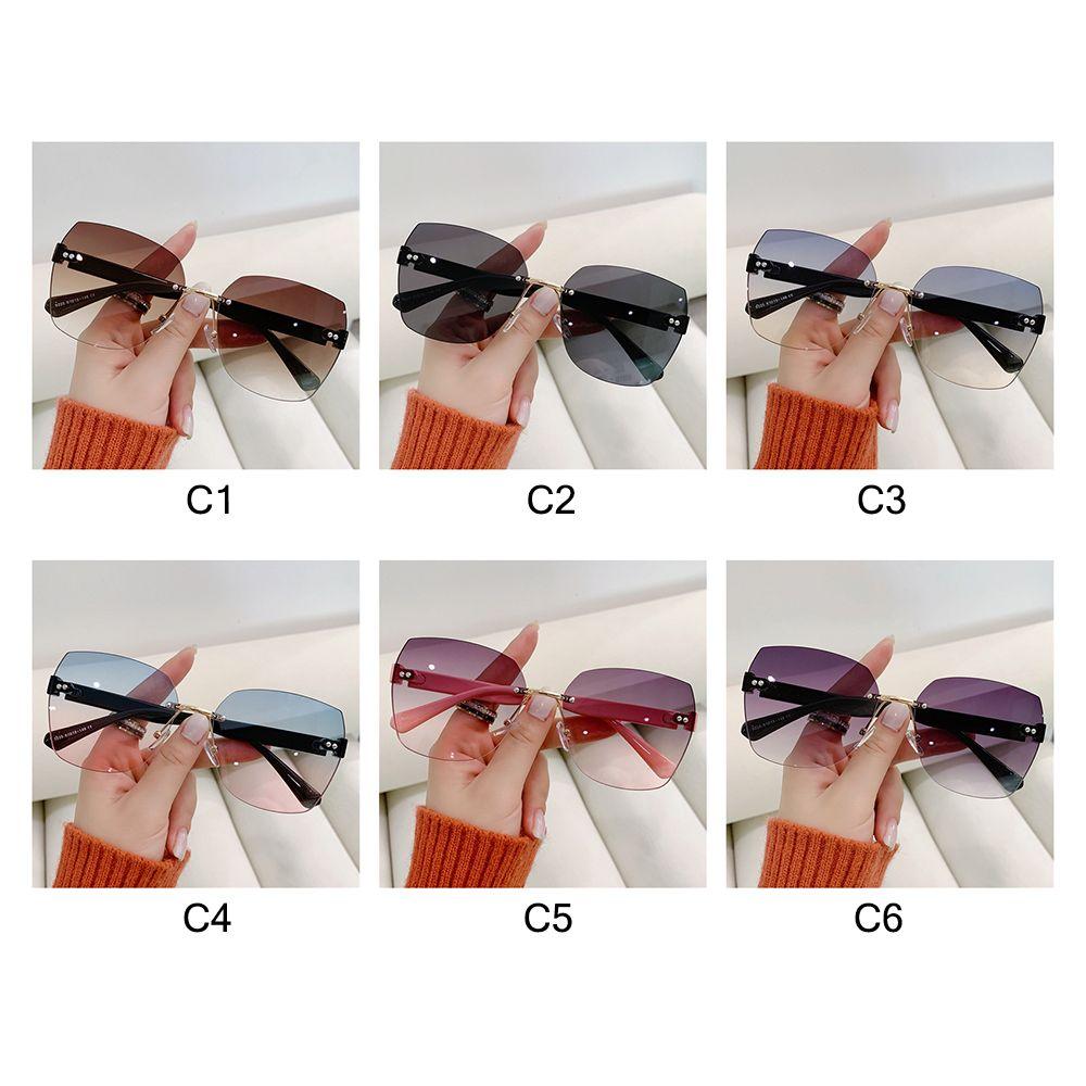 Ladies Eyeglasses Vintage Women Shades Frameless Sun Glasses Rimless Sunglasses Gradient Sunglasses