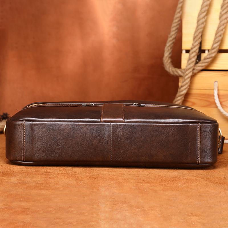Мужской портфель из натуральной кожи, деловой портфель для ноутбука, литературный ретро-портфель для мужчин, вместительная водонепроницаемая и прочная легкая сумка через плечо