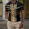Striped Printed Top Men's Lapel Short Sleeved Polo Shirt