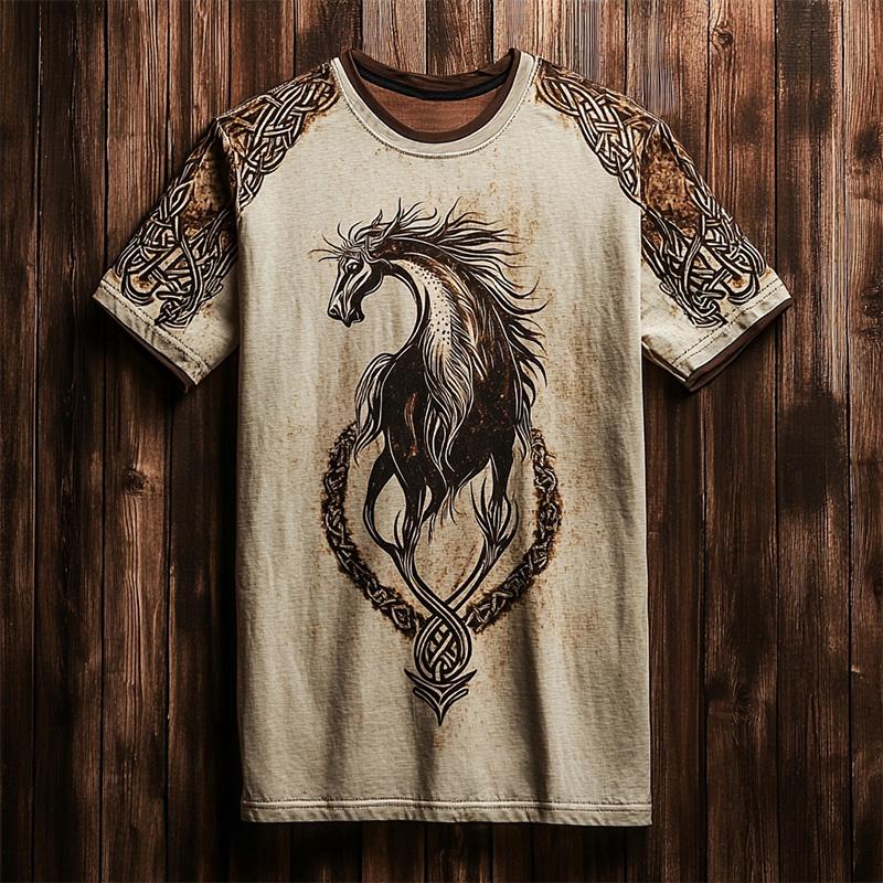 Ретро Мужская Футболка Художественный Узор Тотем 3D Печать Повседневная С Коротким Рукавом Летняя Уличная Повседневная Большого Размера Футболки Топ Женская Одежда