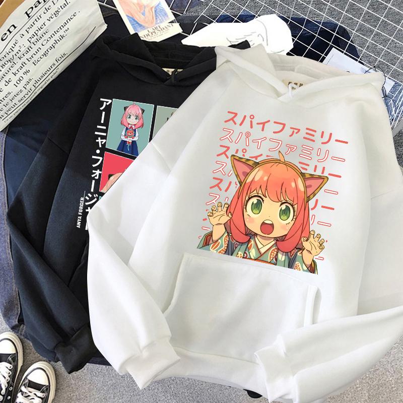 Новая толстовка с капюшоном Anime Spy X Family Anya Forger Harajuku Kawaii Manga Graphic Sweatshirt Hoody Casual Streetwear Unisex