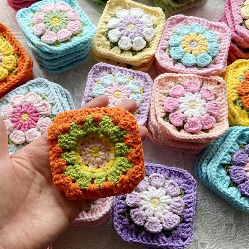 10/15PCS Colorful Handmade Crochet Three-dimensional Petal DIY Splicing Bags Clothes High Quality Cotton Thread Does Not Fade