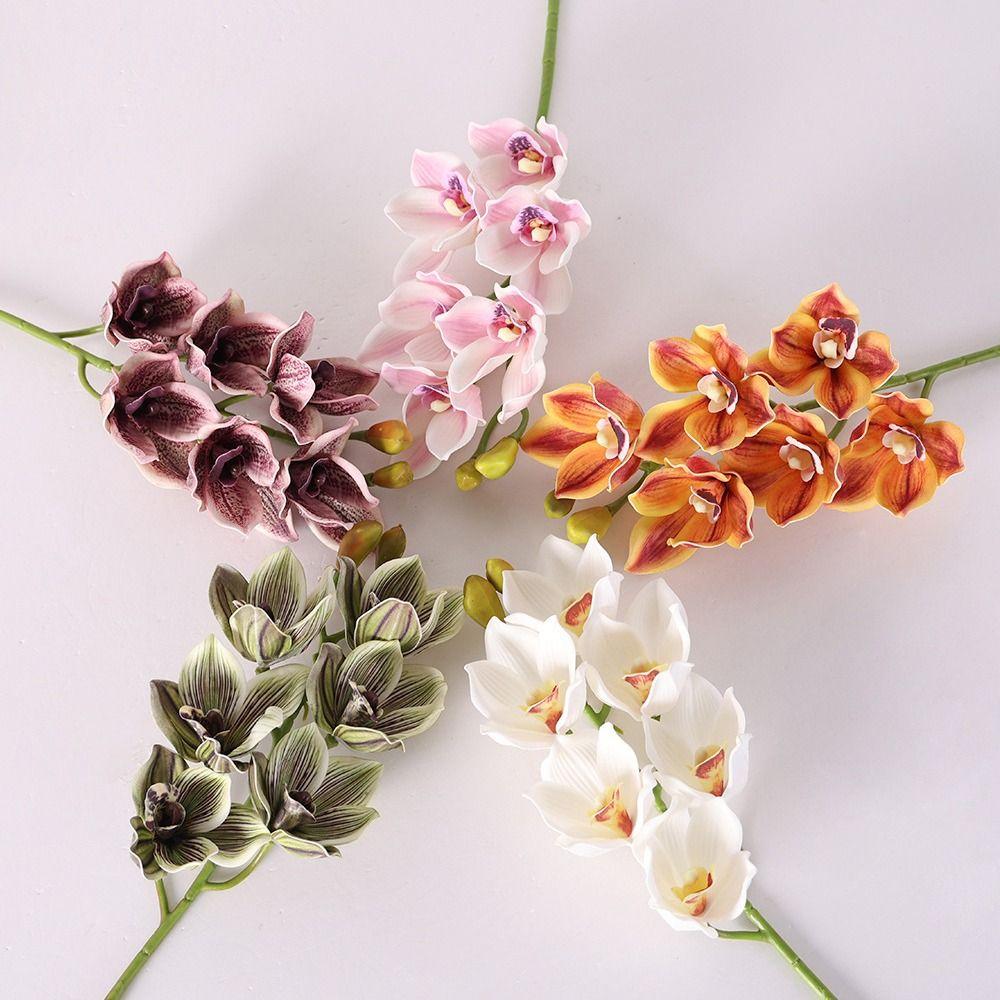 Сгибаемые стебли Цимбидиум Цветочная ветка Яркие цвета Имитация Фаленопсис Свадебная церемония
