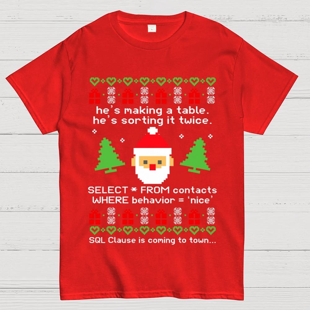he's making a table Christmas Cotton Summer Casual Cool Loose T-Shirt