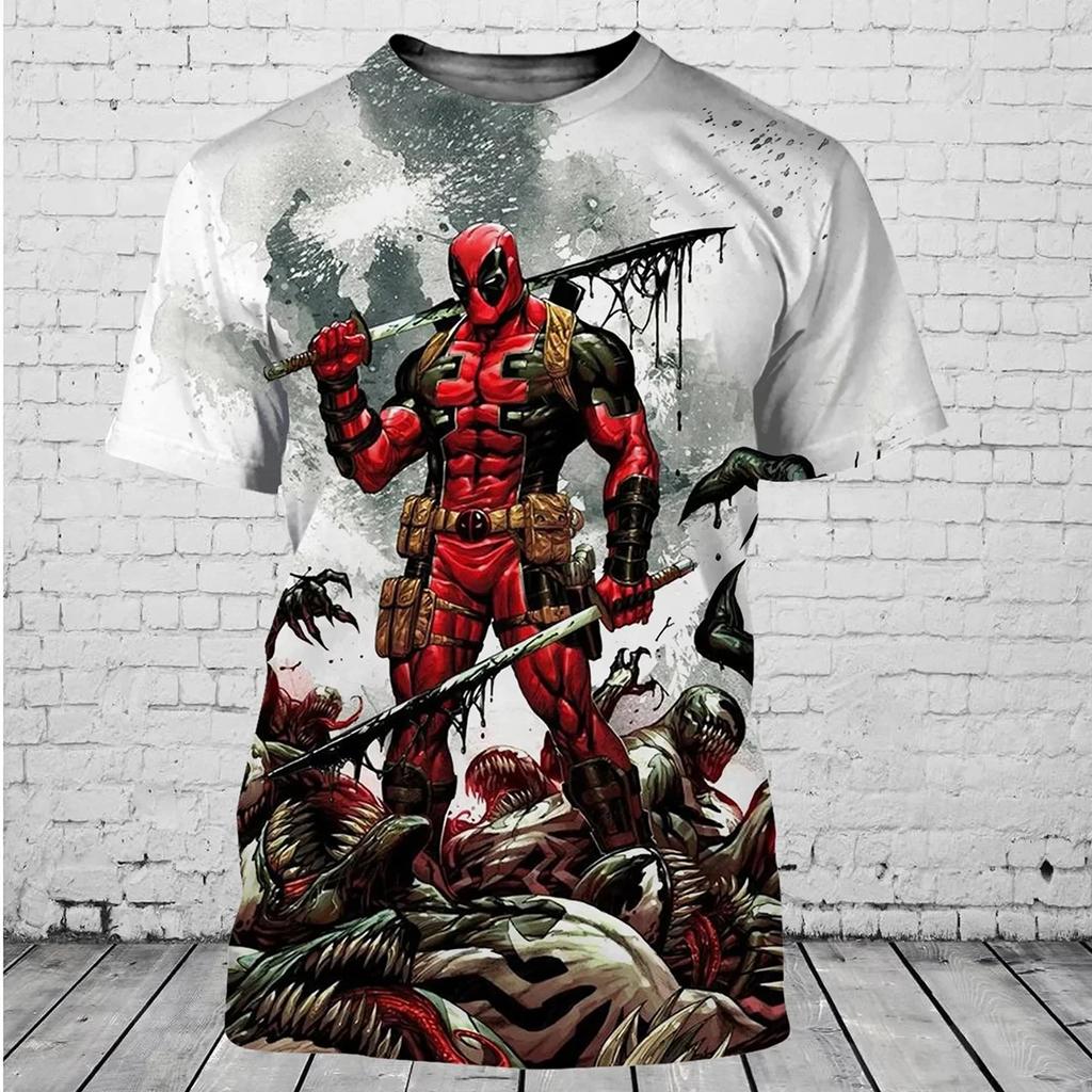 Мужская минималистичная 3D футболка Deadpool Marvel с персонализированным принтом Harajuku повседневный стиль летняя короткая дышащая и удобная