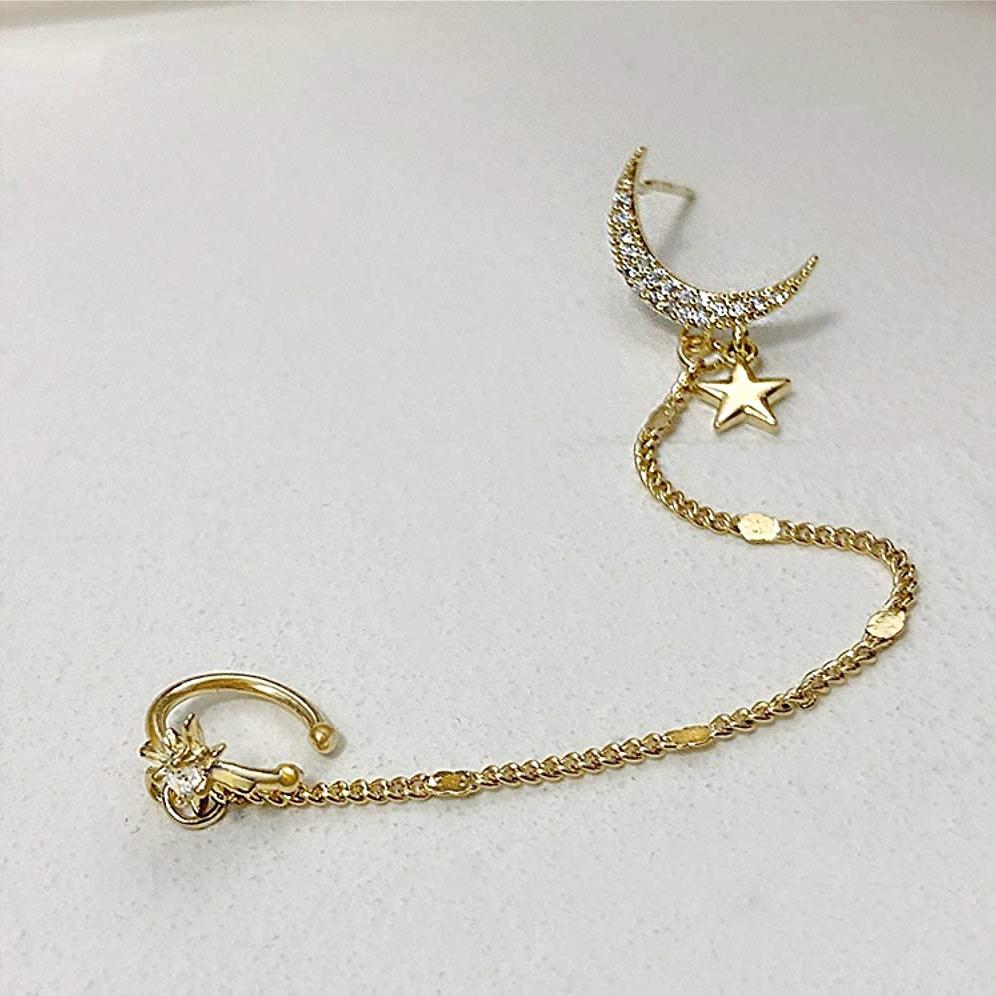 Женские серьги с цепочкой-манжетой для девочек, зажимы для ушей, серьги-манжеты, висячие серьги, спиральные зажимы для хряща, ZPG