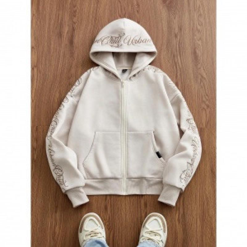Y2K Graphic Print Zip-Up Hoodie Long Sleeve Loose Fit Streetwear Unisex