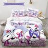 Diddl Custom Name Pattern Bedding,Quilt Set Quilt Cover Pillowcase Home Birthday Gift(1 * duvet cover + 2 * pillowcase, without core)