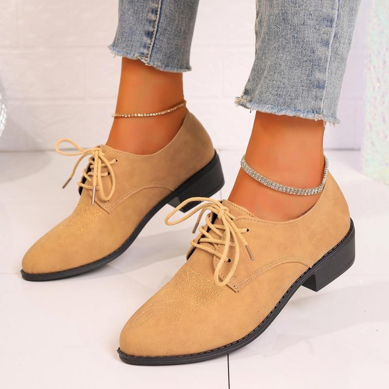 Замшевые туфли на среднем каблуке женские туфли с острым носком 2025 года зимняя тенденция гладиаторы повседневные прогулочные туфли на толстом каблуке модные туфли на шнуровке zapatillas mujer