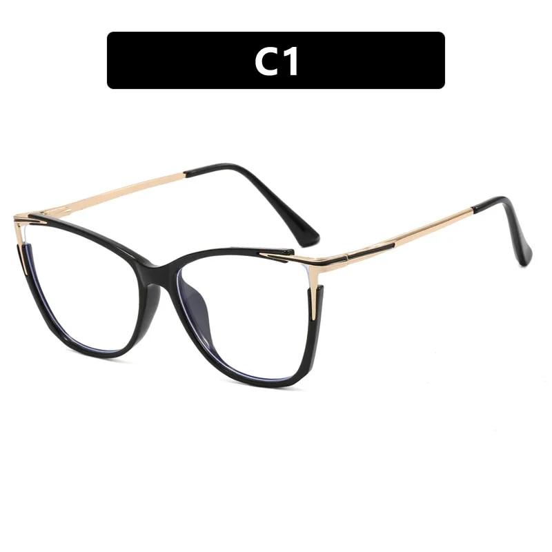 2023 New Fashion Women Anti Light Blue Cat Eye Glasses Frame Retro Hight Quality Luxury Optical Computer Reading Eyeglasses