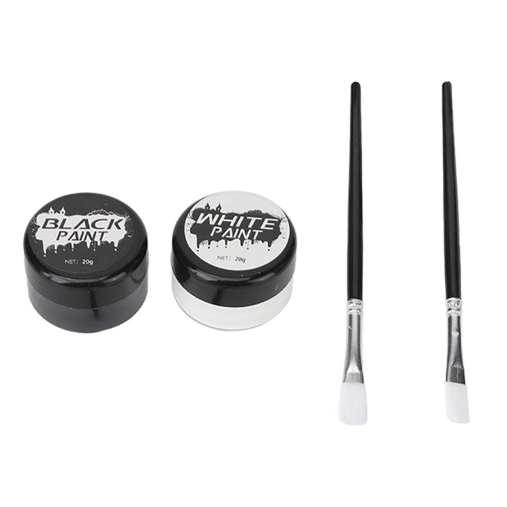Face Body Paint Kit with 2 Brushes Blendable Vibrant Color Cosplay Paint Kit Black White