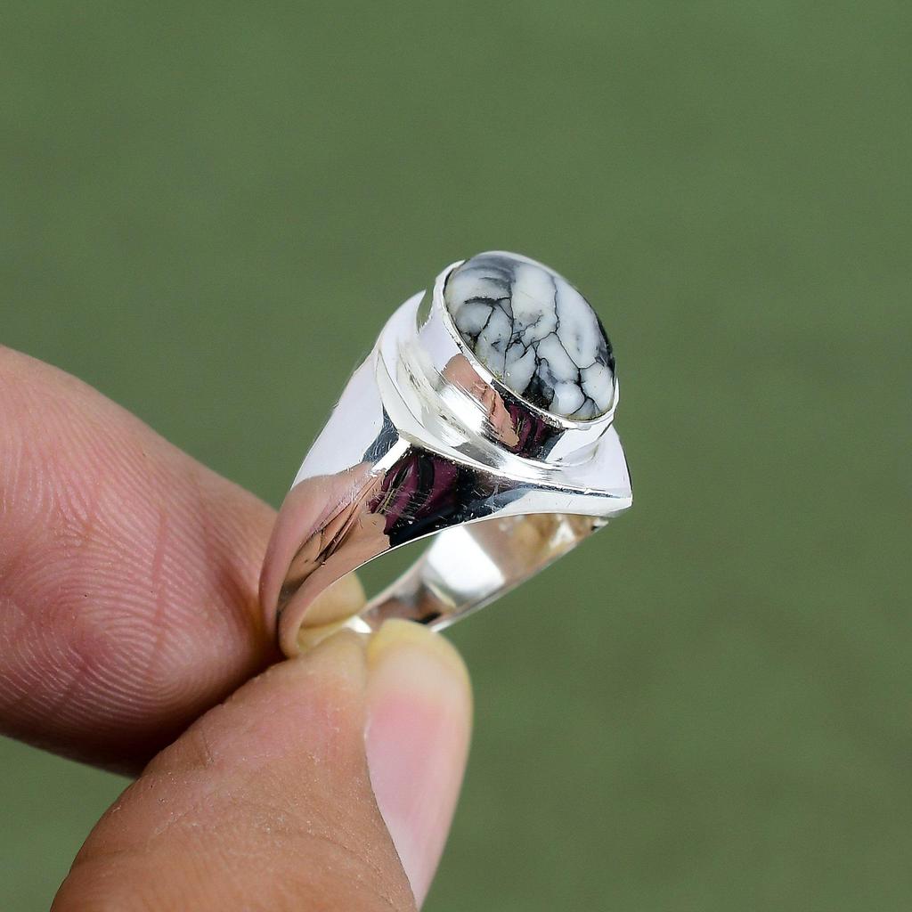 Pinolith Jasper Ring 925 Sterling Silver Ring Stylish Gemstone Ring Antique Ring Handmade Silver Jewelry Gift For Him Available In Ring Size