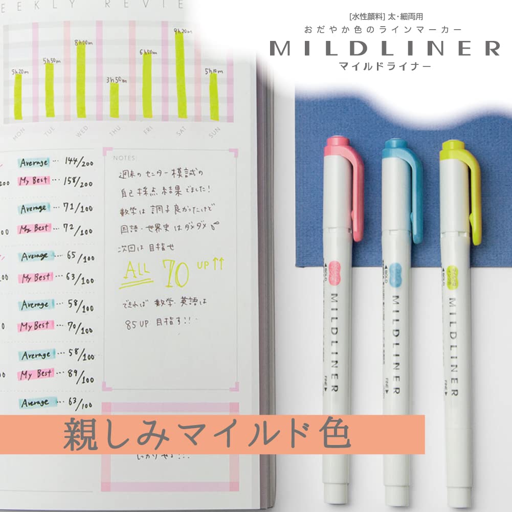 Zebra Mildliner Highlighter Friendly Mild N5 Pen, Colors, Colors, WKT7-N-5C-N