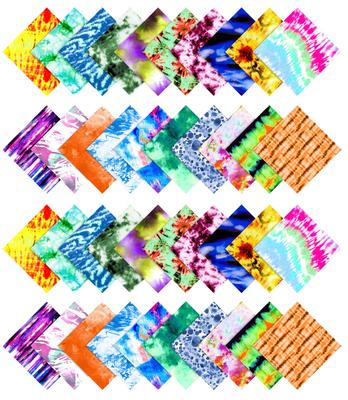 Предварительно вырезанная 5-дюймовая хлопчатобумажная ткань с принтом Tie Dye для квилтинга и квадратов с подвесками DIY Лоскутное шитье