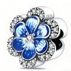 Шармы Оригинальные Медные Синие Цветы Бусины Подходят для Браслета Сделай Сам Изысканный Подарок Женщинам Нежный Ювелирный Аксессуар