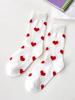 1/2 Pair Women Heart-Shaped Round Neck Socks Fashionable And Versatile Cartoon Solid Color Heart-Shaped Breathable Casual Socks