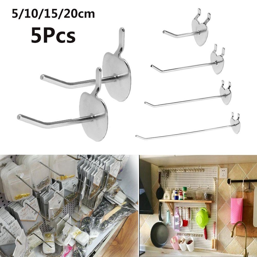5Pcs Home Metal Holder Hang Fits Perforated Storage Racks Retail Shop Peg Display Hooks Goods Shelf