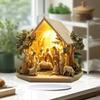 2D Flat Christmas Nativity Scene Tabletop Ornament Acrylic Desktop Display Centerpiece for Christian Table Shelf Mantel Fireplace Bedroom Living Room