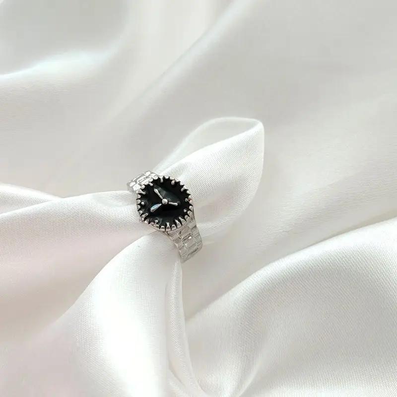 НОВЫЕ креативные кольца в форме часов для женщин, регулируемые кольца для открытия, мужские винтажные панк-мини-часы, кольцо на палец, парные кольца