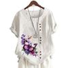 Women's Casual Short Sleeve Top with Round Neck and 11 Unique Floral Prints