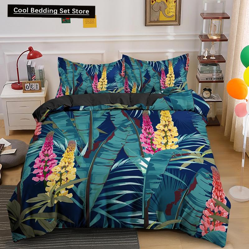 Комплект постельного белья «Природа» с изображением тропических зеленых листьев, джунглей и растений, пододеяльник с 3D-ботаническим рисунком из полиэстера