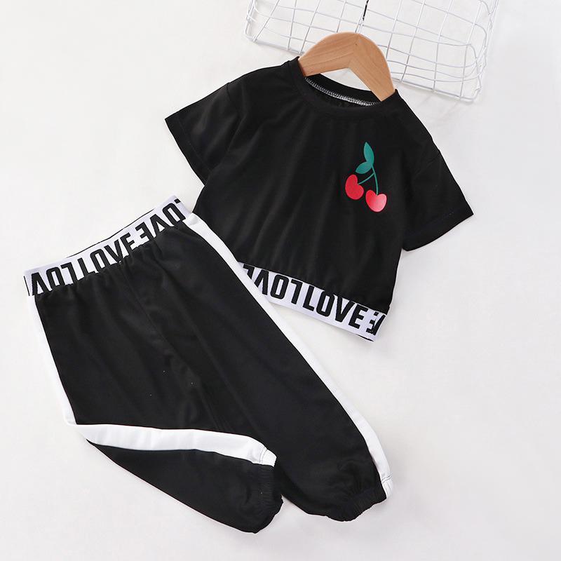 Детский костюм из топа с коротким рукавом и брюк, комплект одежды из двух предметов для малышей