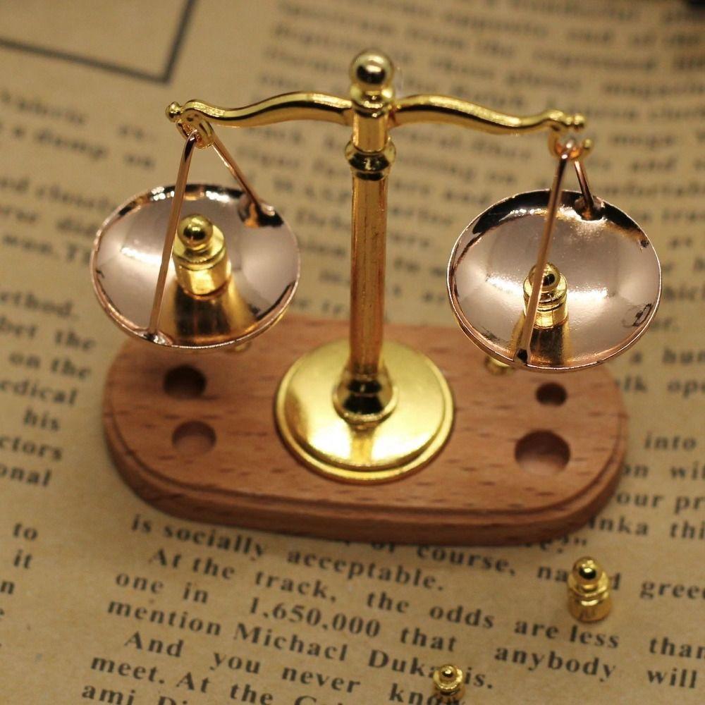Mini Balance Toy Model Antique Justice Scale Model Classic Simulation Balance Scale Pretend Play
