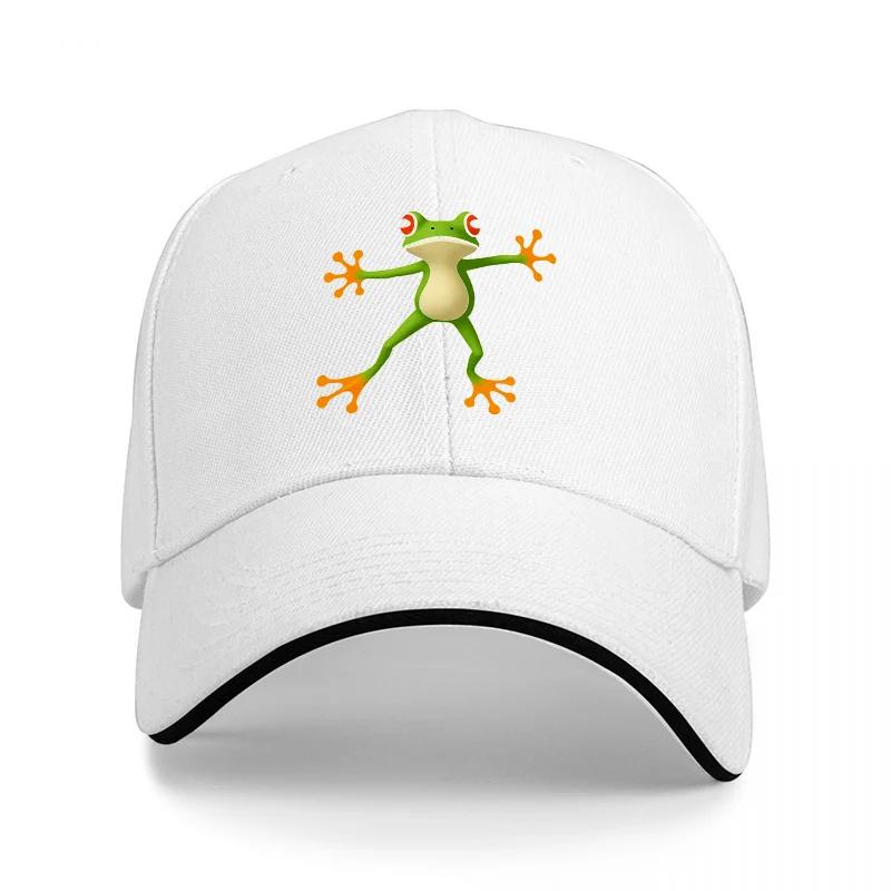 Green Frog Embroidered Black Baseball Cap Adjustable Fit Outdoor Fashion Hat Casual Streetwear Accessory for Men and Women