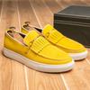 Желтые мужские замшевые мокасины повседневная обувь большой размер 47 британский стиль джентльменские кожаные туфли мужские винтажные туфли для отдыха мужские