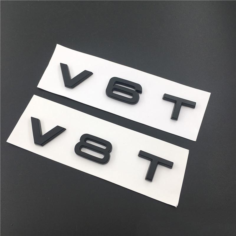 3D металлический черный логотип V8T V6T эмблема буквы значок на крыло автомобиля для S6 C7 S7 V8T Q5 A6 A4 S5 SQ5 S4 C7 V6T наклейка аксессуары