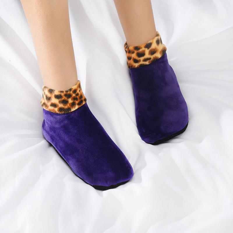 Женские утолщенные нескользящие домашние носки Plus Velvet – теплые бахилы средней высоты для осени и зимы.