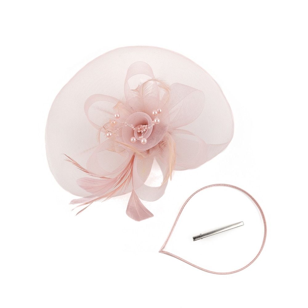 Church Kentuck-y Derby Pearl Mesh Flower Feather Fascinator Hat  for Women