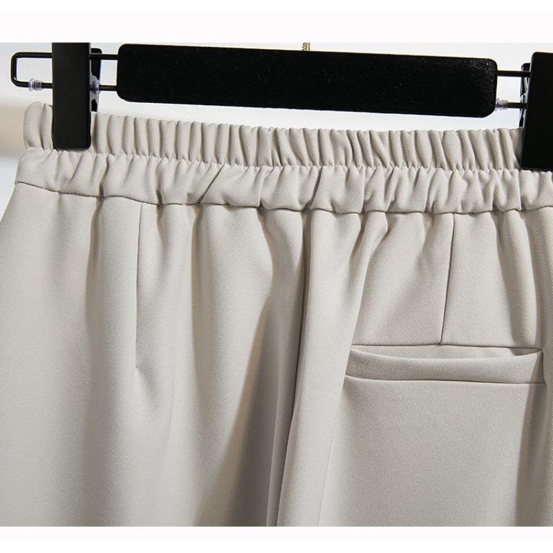 Dimanaf Лето 2025 Женские брюки больших размеров, широкие брюки с высокой талией, базовые эластичные свободные повседневные длинные брюки