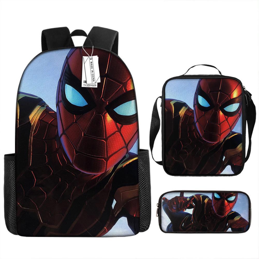 Spiderman School Backpack Set With Oxford Fabric Breathable Waterproof For Kids