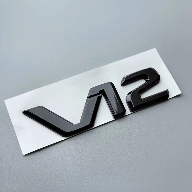 Flat ABS Letters V12 Car Emblem Trunk Fender Nameplate Logo Sticker for mercedes benz S400 S500 S600 Chrome Glossy Black BD1