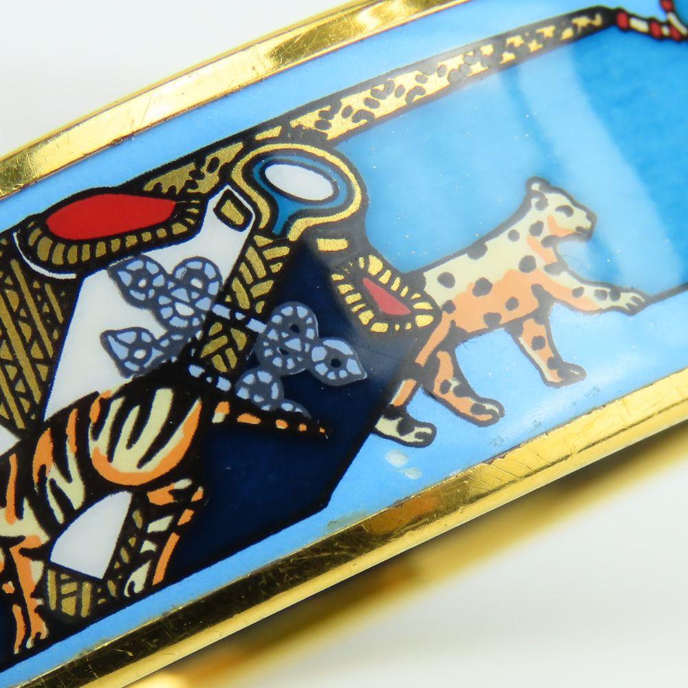 Used HERMES bracelet Emilel GM metal/enamel 36.2g Blue gold Gold Plated