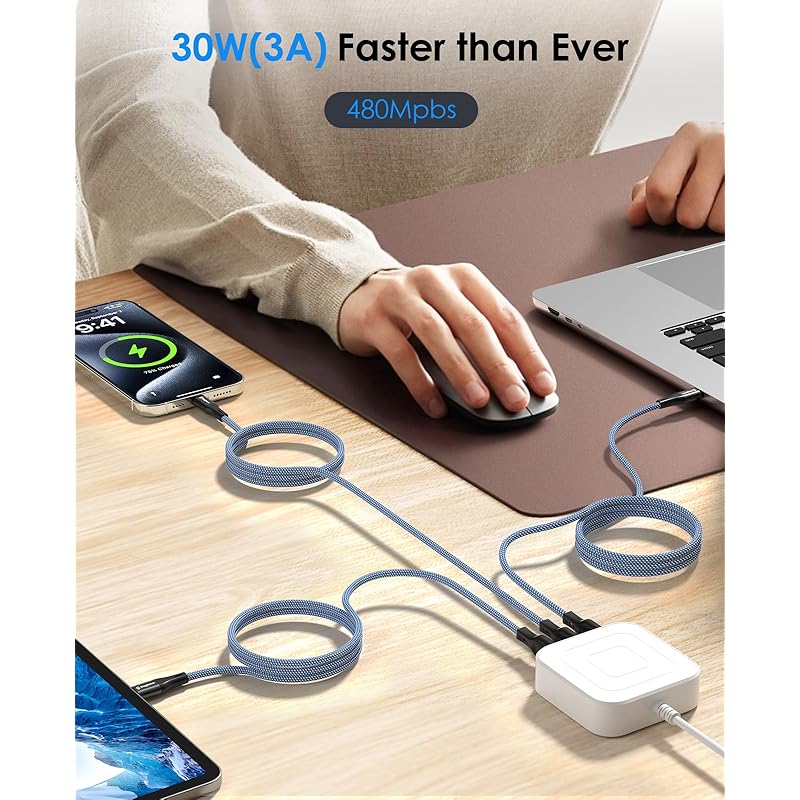 Magtame USB-Type C Cable Fast Charging QC3.0 Compatible USB-C Cable Magnetic Attraction Prevents Tangling Usb Cable Type C Metal Connector Double
