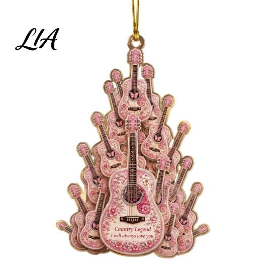 Western Theme Car Rearview Mirror Pendant Guitar Hanging Ornament, 2D Flat Acrylic Pendant, or Country Music Theme, Christmas Tree Decor Cowboy