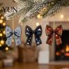 Christmas Gift for Family 24Pcs Advent Calendar with Retro 2D Flat Acrylic Bow Ornaments, Decorative Collectible Ornaments Holiday Countdown Set Tree