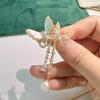 Butterfly Tassel Brooch with Natural Shell and Gold-Plated Zircon Pin Pearl Corsage
