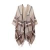 Womens Lightweight Plaid Shawl With Fringe Trim Soft Acrylic Knit Wrap Fall Winter