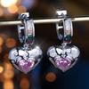 Милые розовые серьги-подвески в форме сердца с цирконом для женщин, серебристого цвета, свадебные, изящные ювелирные изделия, подарок